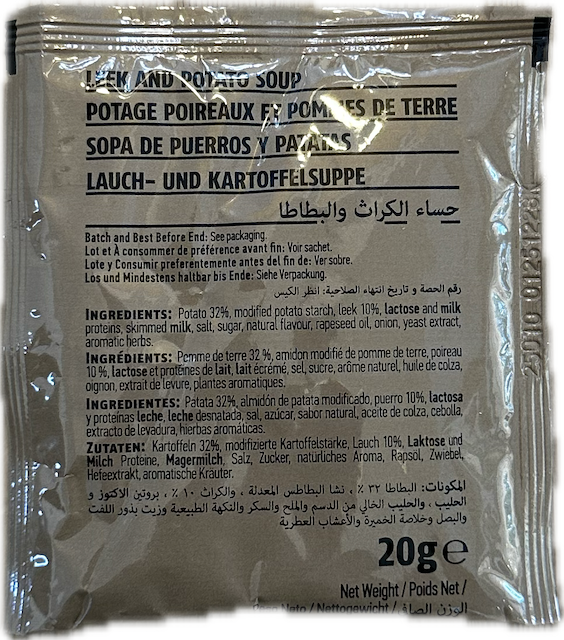 Militær nødration 24h med oksegryde og kødboller m. pasta (menu 1)