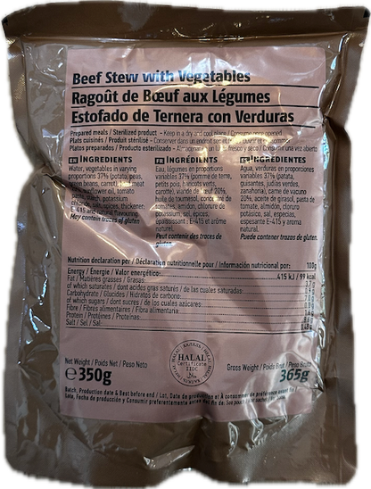 Militær nødration 24h med oksegryde og kødboller m. pasta (menu 1)